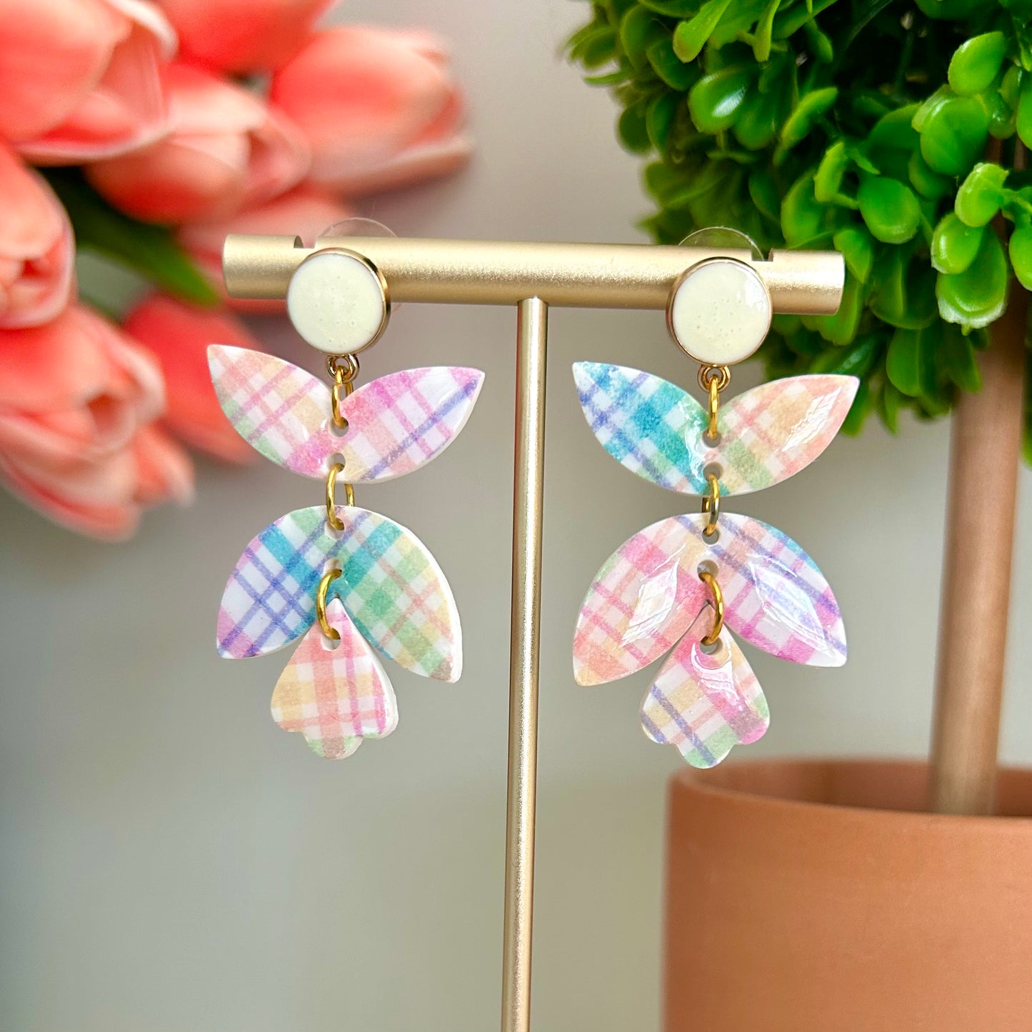 Snow Angel Dangle in Spring Plaid Multi
