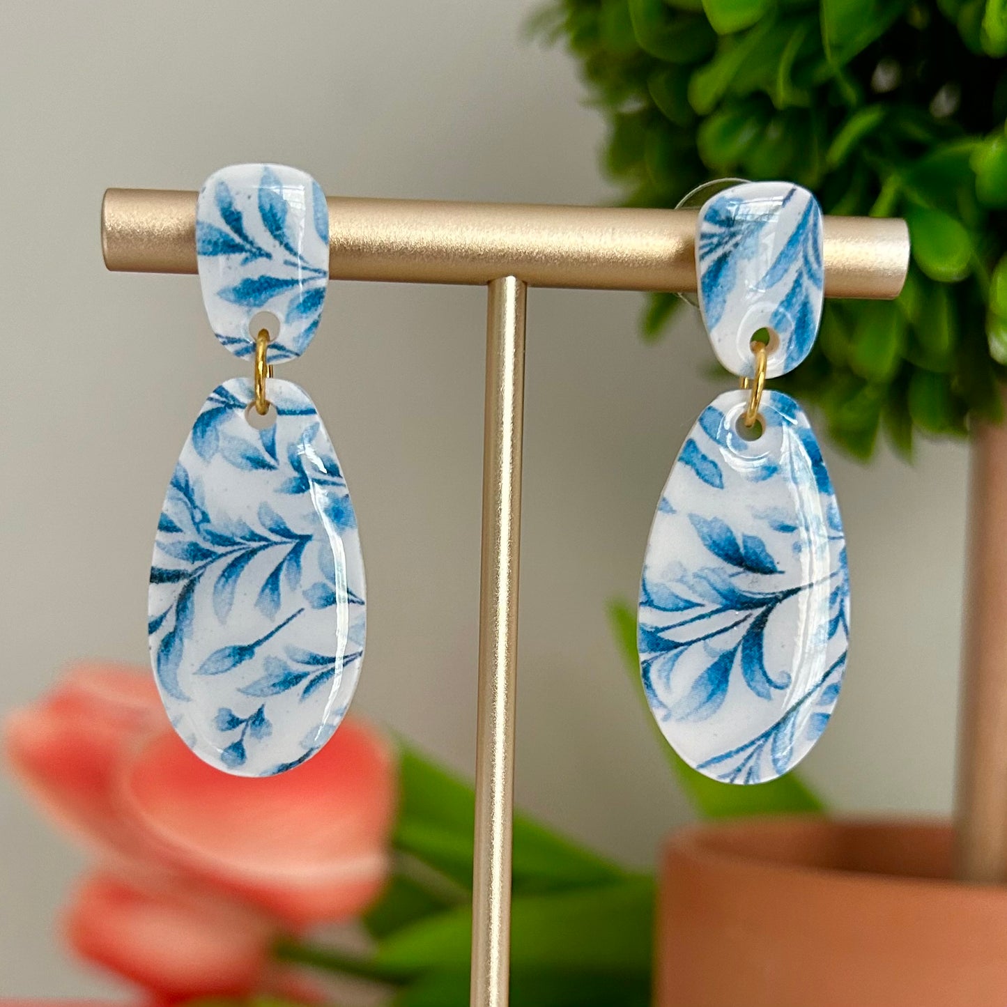 Long Oval Dangle in Porcelain