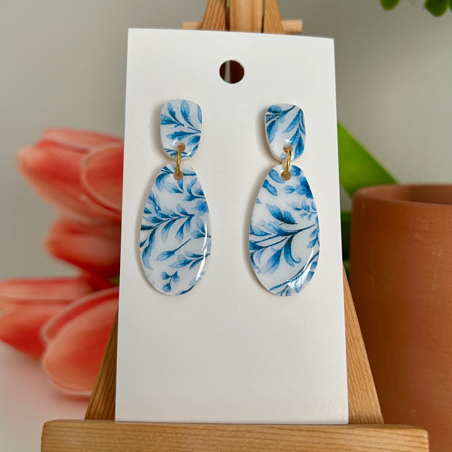 Long Oval Dangle in Porcelain
