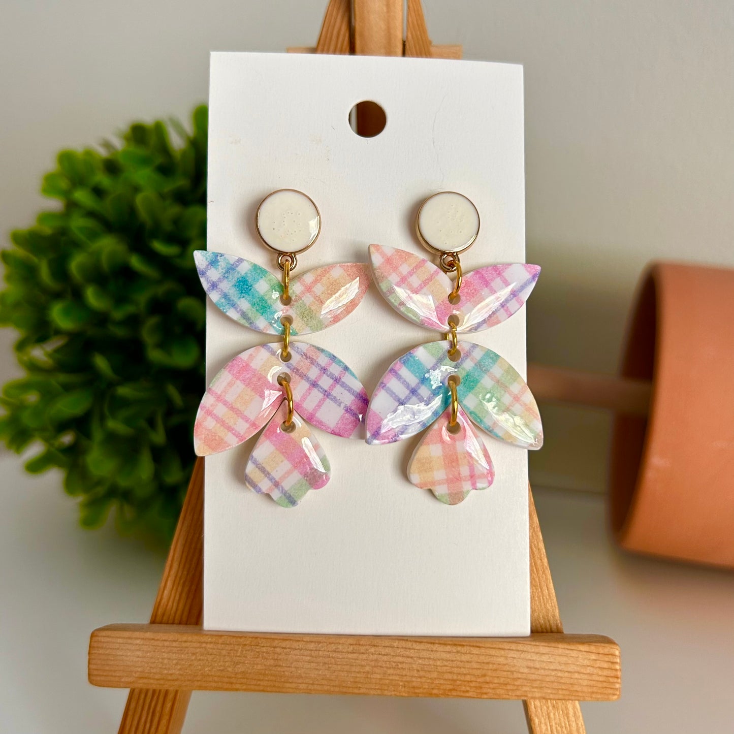 Snow Angel Dangle in Spring Plaid Multi