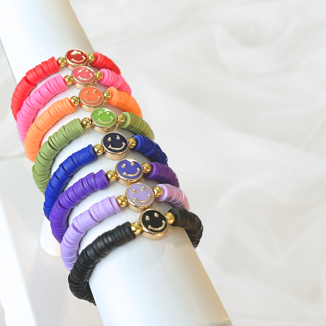 Smiley Face Stacking Bracelet | 18k Gold Filled Accents