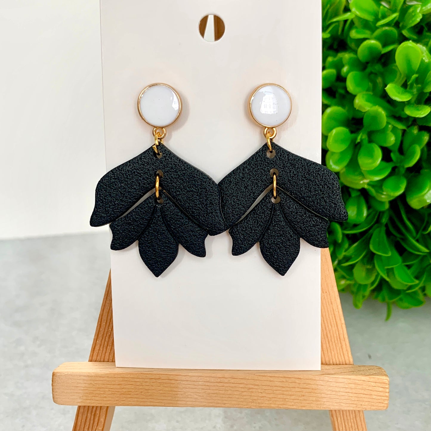 Black & White Lotus Drop Dangle