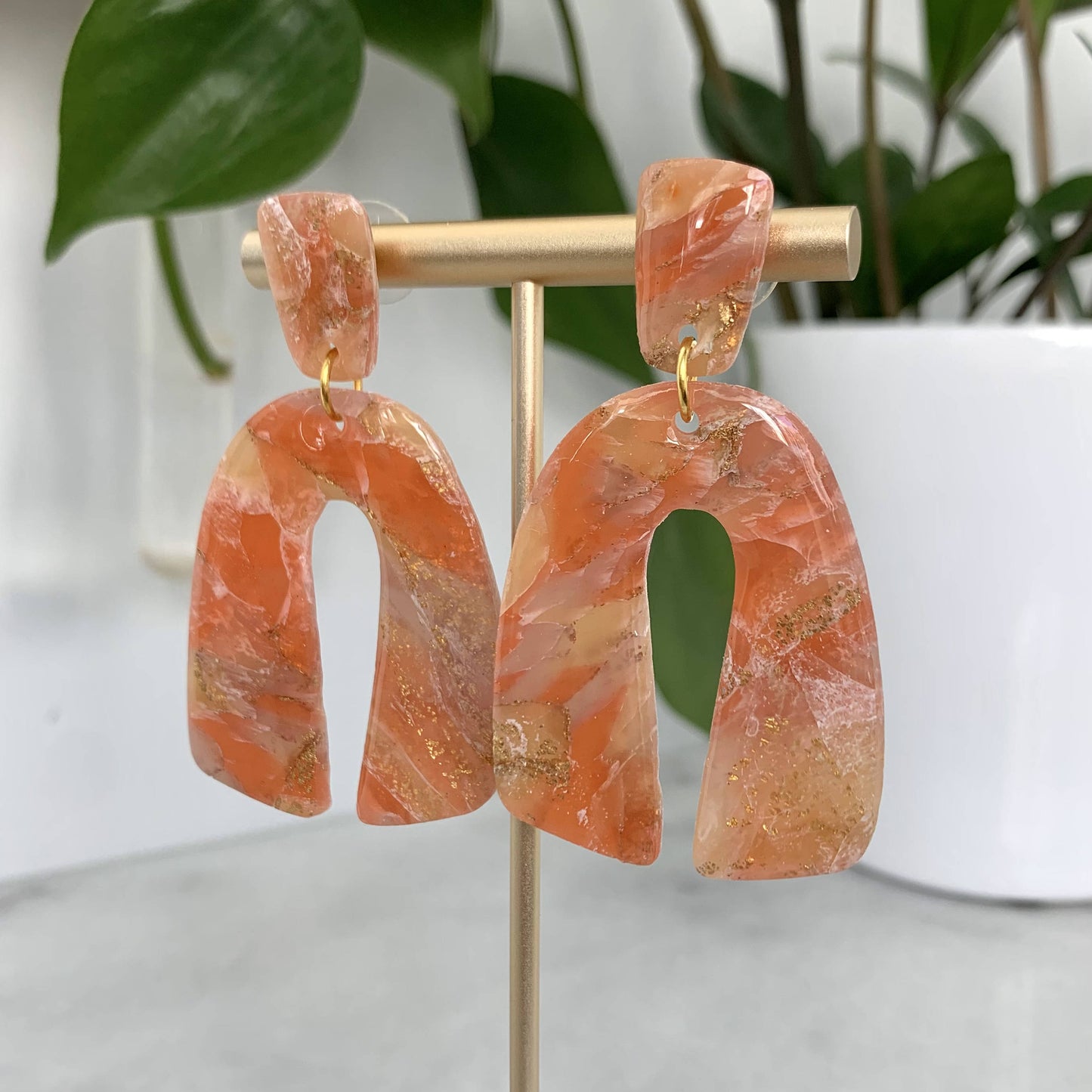 Oversized Arch Dangle in Tiger Lily