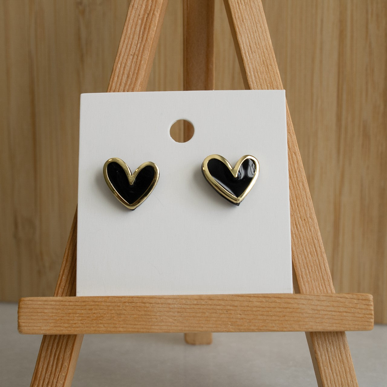 Sweetheart Studs - Black & Gold