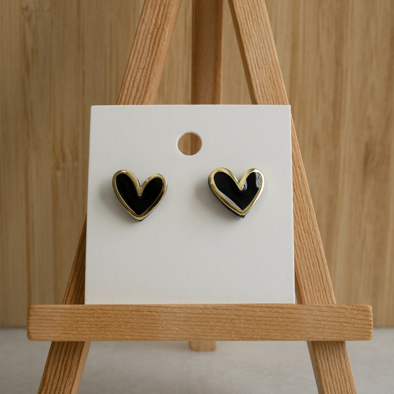 Sweetheart Studs - Black & Gold