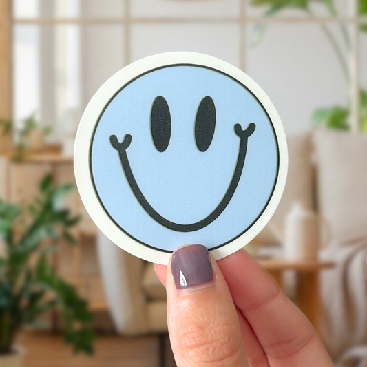blue smiley sticker