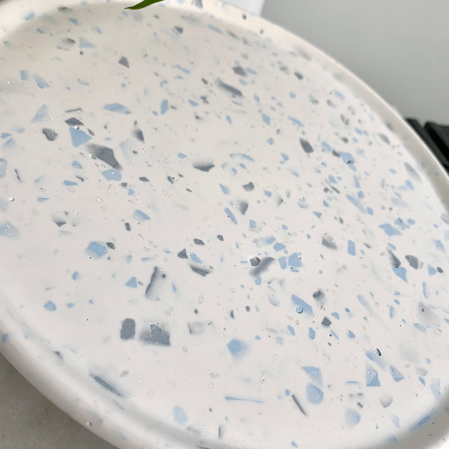Large Round Tray in White + Mixed Blues
